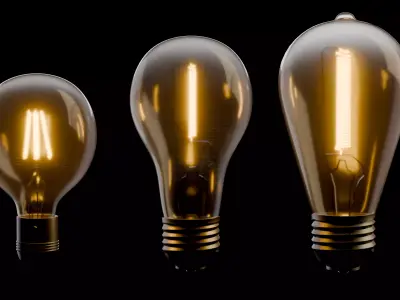 3 LIGHTBULBS Low-poly 3D model