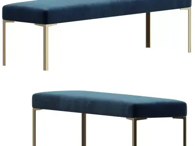 Astor 60 Brass Bench in Navy Velvet by Montage 3D model