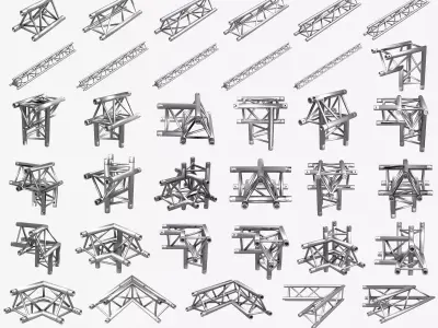 Triangular Truss Standard Collection 41 Modular Pieces 3D print model