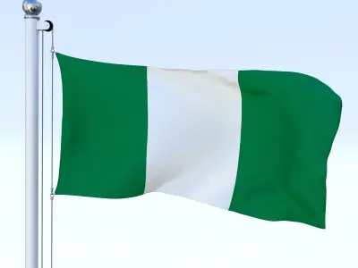 Animated Nigeria Flag Low-poly 3D model