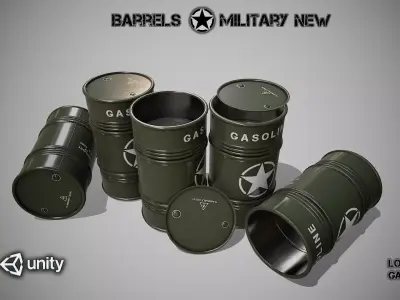 Barrels military new Low-poly 3D model