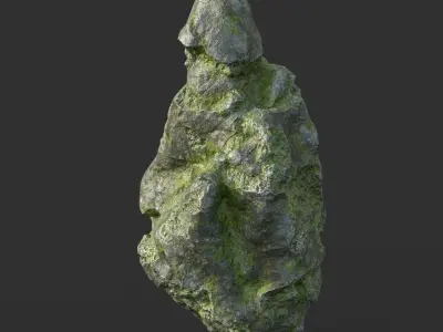 Low poly Damaged Mossy Rock A 190430 Low-poly 3D model