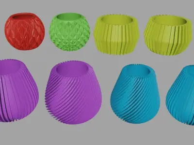 3D Printed 73  Flower pots for succulent plants  3D print model