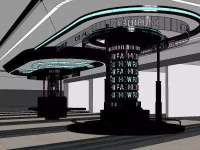 Futuristic Commercial Rest Area Visual Merchandising 3D Model 3D model