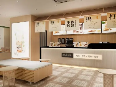 coffee shop Low-poly 3D model