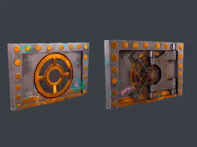 Stylish iron door Low-poly 3D model