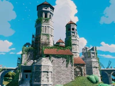 Stylized Castle Ruins Low-poly 3D model