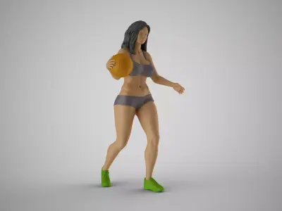 Girl Plays Street Basketball 3 3D print model