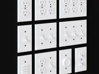 US electrical outlets and switches 3D model