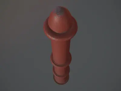 Barrier Bollard pack 5 Red v3 Low-poly 3D model