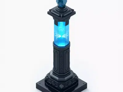 SciFi Energy Core Pillar Crystal Low-poly 3D model