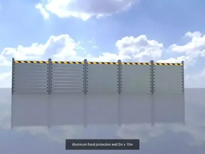 Aluminum flood protection wall 2m all versions 3D Model Pack