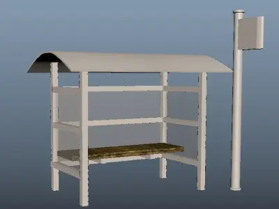 Low poly bus stop Free 3D model