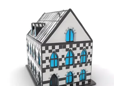 Checkerboard Gothic Building model pack Low-poly 3D model