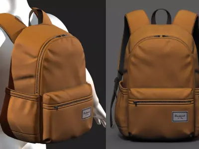 Backpack bag baggage pockets  Low-poly 3D model