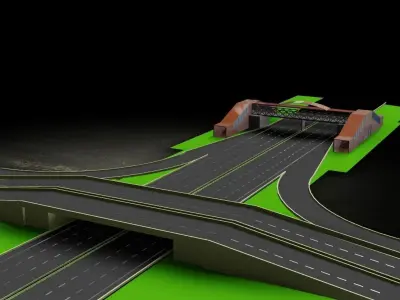 bridge road with over it 3D model
