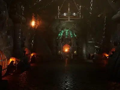 HellCage Environment dungeon  Low-poly 3D model