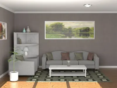 Simple living room Low-poly 3D model