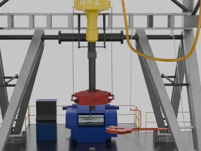 oil and gas land rig Low-poly 3D model