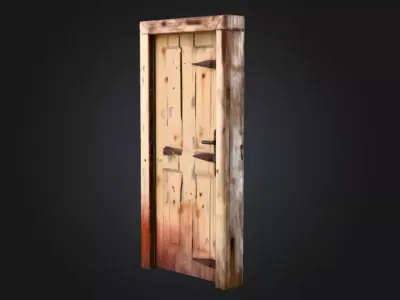 Cursed Wooden Door Low-poly 3D model