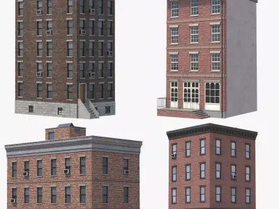 4 Apartment Buildings Collection 3D Model Pack