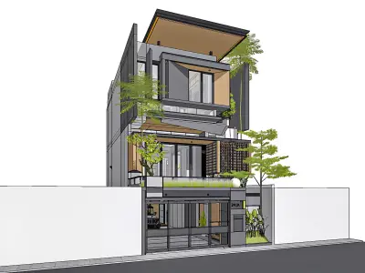 3D Model Modern Minimalist 3 Story House Contemporary 3D model