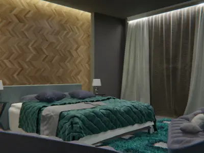 Bedroom 2 modern with rug 3D model