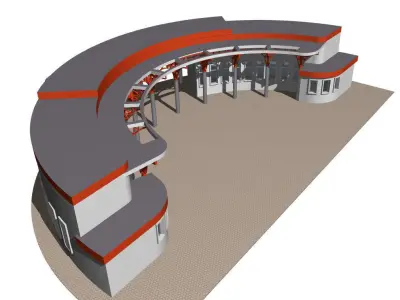 Semicircular building with colonnade 3D model