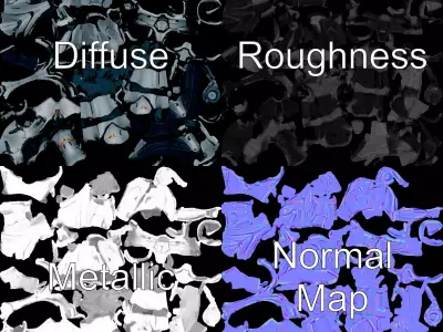 Futuristic Combat Robot model pack Low-poly 3D model