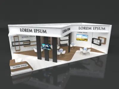 Exhibition Stand Booth Stall 12x6m Height 500cm 2 Side Open 3D model
