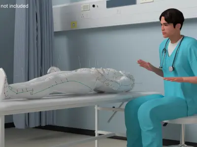  Asian Medic with Stethoscope Rigged for Maya 