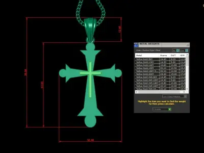 Light Gold 18K Cross Pendant 2CP053 3D print model