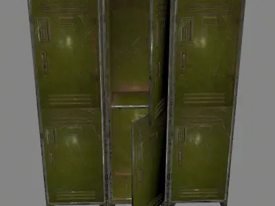 locker 5 three cupboards Low-poly 3D model