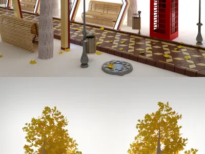  Urban environment Low-poly 3D model