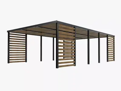 Wood patio sunshade 3D model