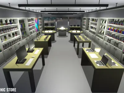 Electronic store - pavilion Low-poly 3D model