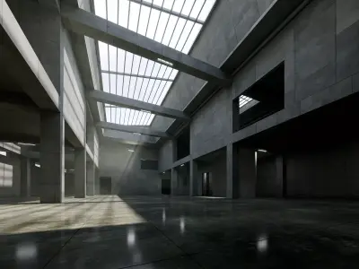 Brutalist Lightwell Atrium - Architectural Background - V3U5 Low-poly 3D model