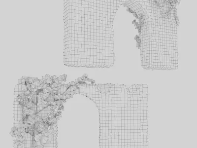 Stone wall with ivy 3D model