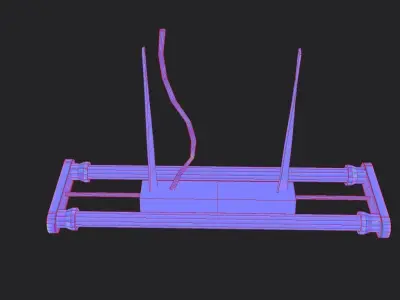 Fluorescent Vintage Tube Lamp - Industrial Light Low-poly 3D model