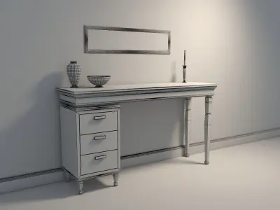 Sideboard desk with two drawers and mirror 3D model