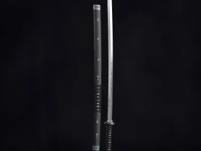 Katana Sword Sci Fi Design Low-poly 3D model