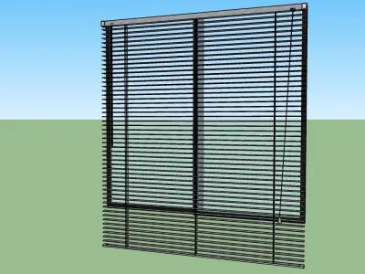 SLIDEING WINDOW WITH CURTAIN Low-poly 3D model