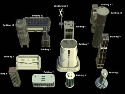 Futuristic City Building 10 Low-poly 3D model