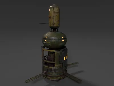 Sci Fi Satellite Low-poly 3D model 2