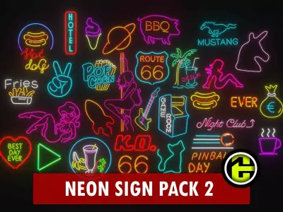 Ultimate Neon Sign Pack 2 Low-poly 3D model