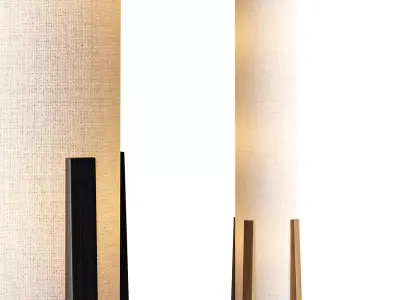 Breton 3 Light Floor Lamp in Natural 3D model