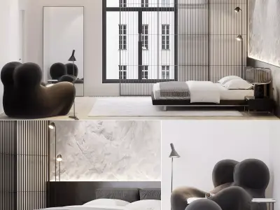  bedroom interior design in a modern style 3D model