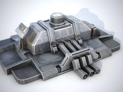 Sci-fi stylized pump station  Low-poly 3D model