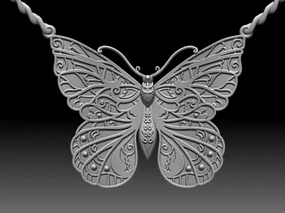 Butterfly pendant 3D print model 3