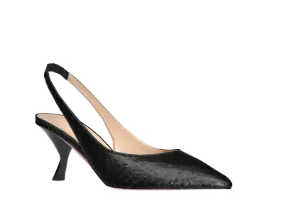 Shoes leather slingback pumps Low-poly 3D model